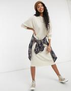 Monki Felia Recycled Polyester Sweater Dress In Beige-neutral