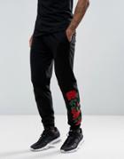 Asos Skinny Joggers With Rose Embroidery - Black