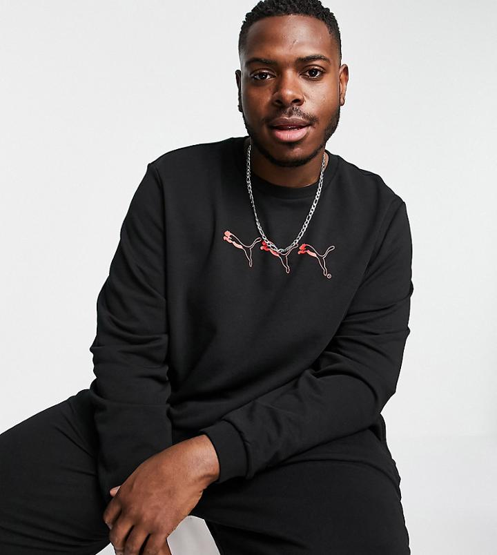 Puma Plus Repeat Cat Logo Sweatshirt In Black - Exclusive To Asos