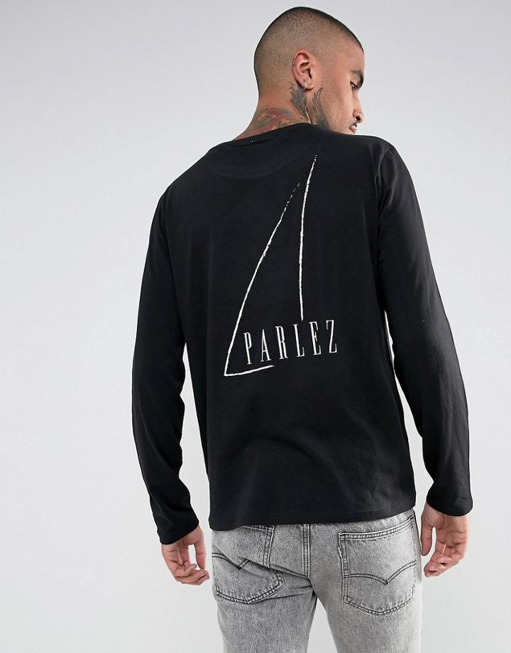 Parlez Santa Monica Long Sleeve T-shirt With Back Print - Black