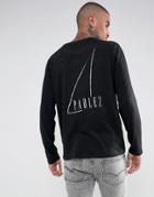 Parlez Santa Monica Long Sleeve T-shirt With Back Print - Black