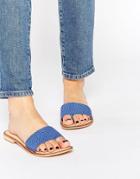 Ravel Slide Leather Flat Sandals - Blue