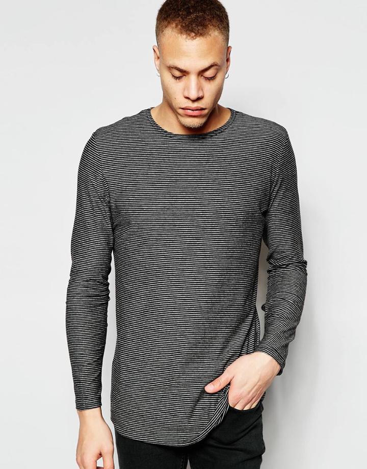 Cheap Monday Long Sleeve Top Forsee Stripe In Black