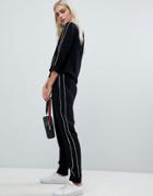 Pieces Tapered Trouser With Contrast Tipping - Black
