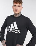 Adidas Training Logo Crew Neck Sweatshirt In Black