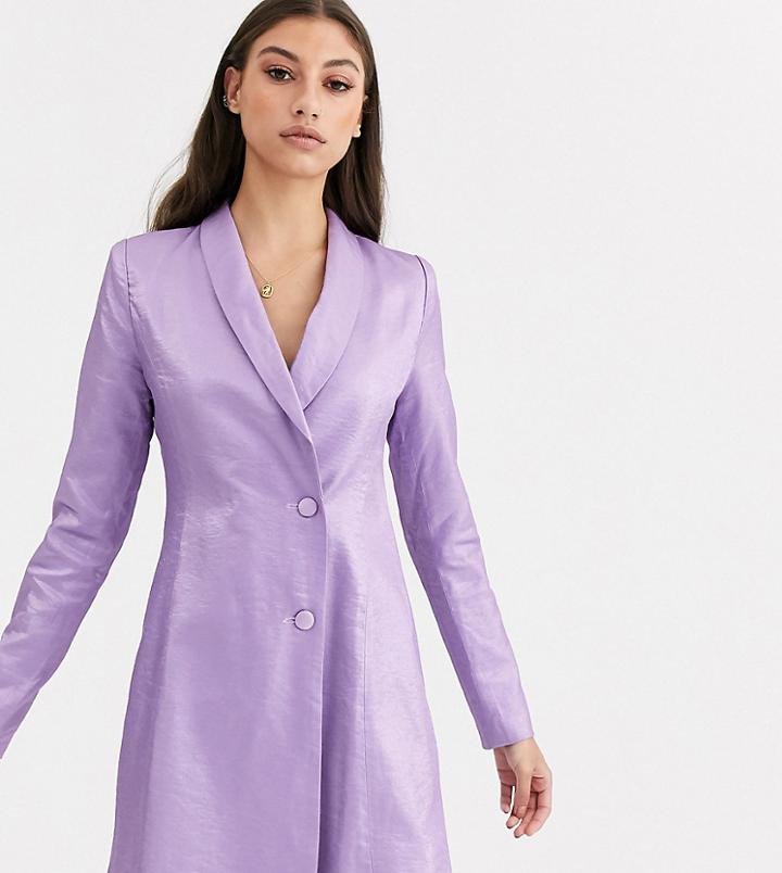 Fashion Union Tall Tuxedo Blazer Dress In Metallic Jacquard