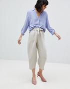 Esprit Linen Mix Cropped Wide Leg Pants - Beige