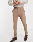 Asos Design Super Skinny Smart Pant In Light Stone-neutral