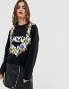 Love Moschino Tropical Floral Print Logo Sweatshirt - Black