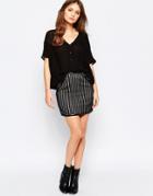 Goldie Down The Line Stripe Skirt In Lace - Black