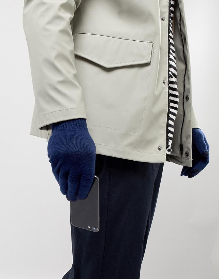 Asos Design Touchscreen Gloves In Navy - Navy