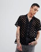 Asos Design Party Oversized Burnout Shirt With Circles - Black