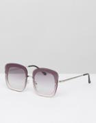 Asos Oversized 70s Rimless Flat Lens Square Sunglasses With Pink Enamel Frame - Pink