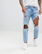 Diesel Mharky 90s Fit Lightwash Distressed Jeans 0076m - Blue