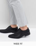 Asos Wide Fit Oxford Shoes In Black Faux Leather With Emboss Detail - Black