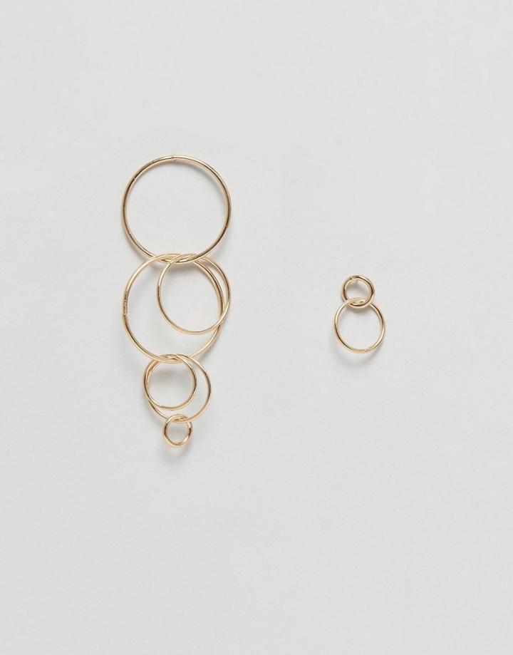 Pieces Interlocked Hooped Earrings - Gold