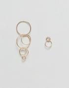 Pieces Interlocked Hooped Earrings - Gold