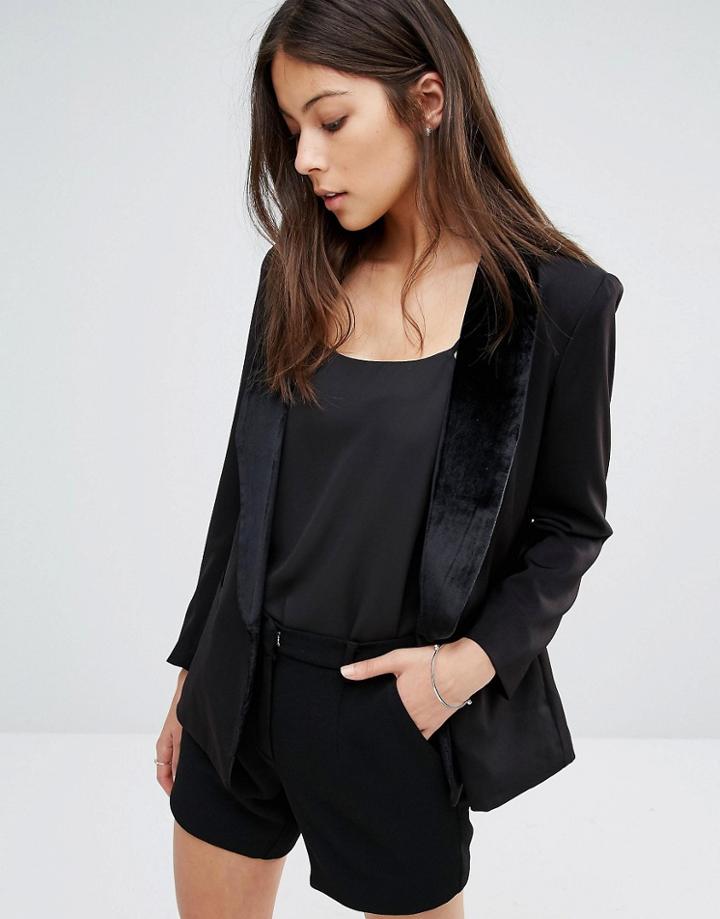 Unique 21 Velvet Lapel Blazer - Black