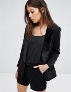 Unique 21 Velvet Lapel Blazer - Black