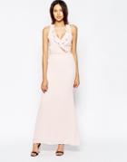 Elise Ryan Frill Maxi Dress With Straps - Soft Blush