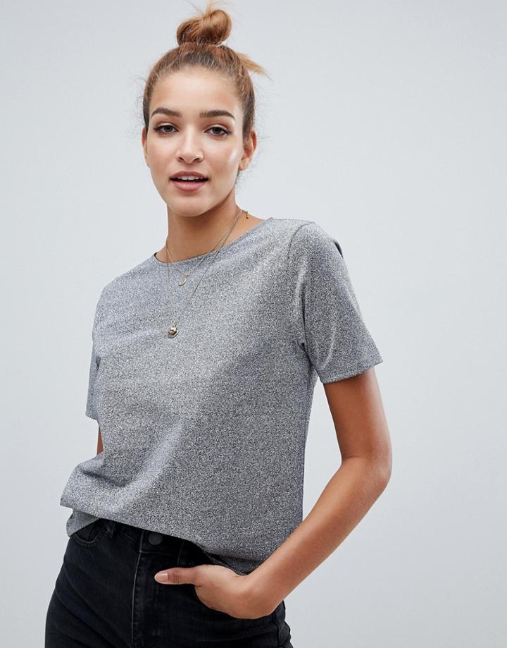 Asos Design Oversized T-shirt In Metallic - Silver