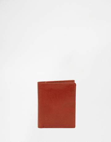 Racing Green Tri Fold Leather Wallet In Dark Tan - Brown