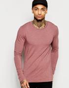 Asos Muscle Long Sleeve T-shirt With Crew Neck - Brown