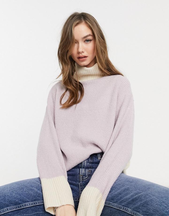 Violet Romance High Neck Sweater In Lilac-purple