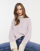 Violet Romance High Neck Sweater In Lilac-purple