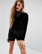 Rokoko Halloween Velvet Bodycon Romper - Black