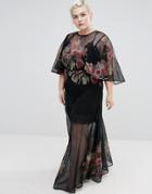 Asos Curve Salon Premium Hand Painted Floral Maxi Dress - Multi