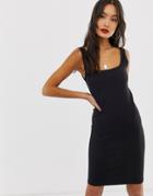 Noisy May Square Neck Rib Dress-black