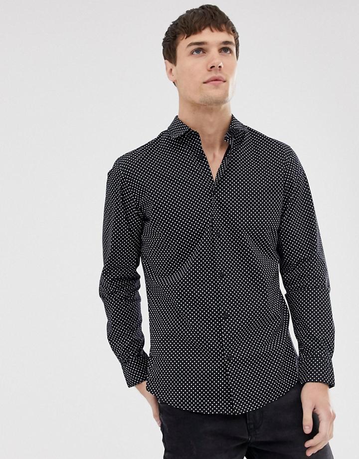 Selected Homme Mirco Dot Shirt - Black