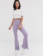 Asos Design Two-piece Rib Knit Pants - Purple