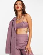 Topshop Minimal Crop Top In Purple