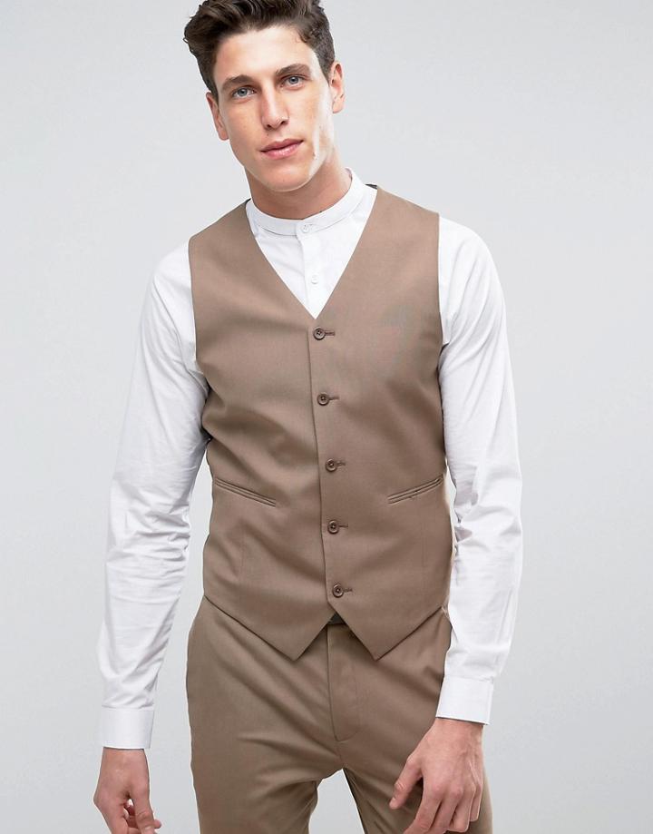 Asos Skinny Vest In Latte Brown - Brown