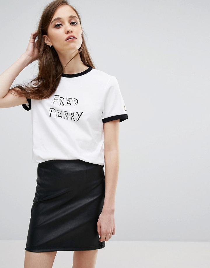 Fred Perry Bella Freud Logo T Shirt - White