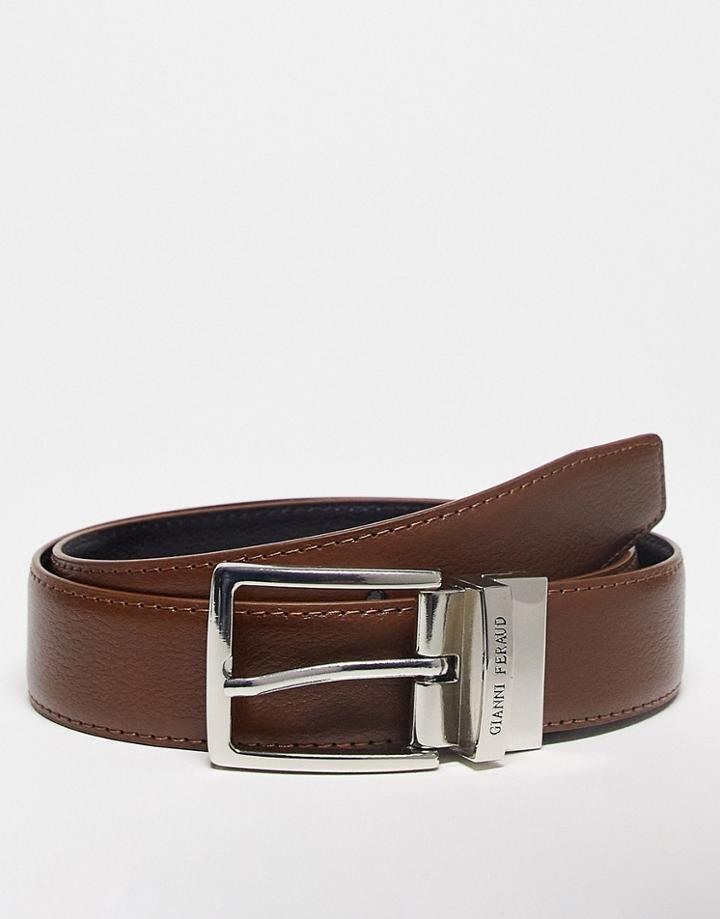 Gianni Feraud Belt In Brown In Pebble Print