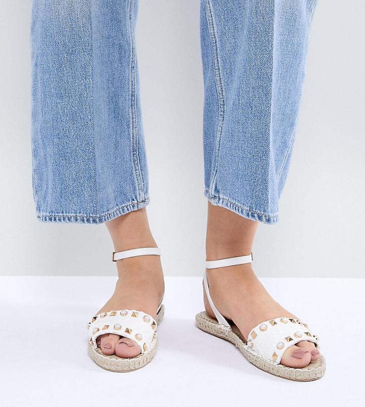 Miss Selfridge Studded Espadrille Sandals-white