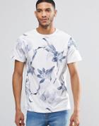 Pull & Bear T-shirt With Floral Print In White - White