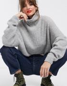 & Other Stories High Neck Zip Detail Sweater In Gray