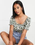 Vila Crop Top With Square Neck In Paisley Print - Part Of A Set-multi