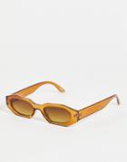 Asos Design Angled Sunglasses In Brown With Tinted Lens
