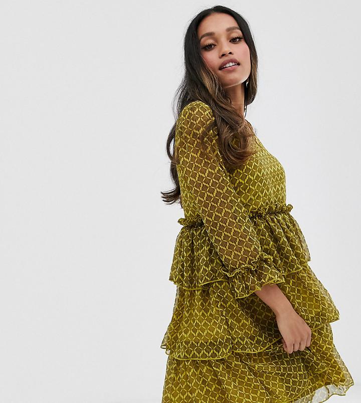 Y.a.s Petite Tiered Geometric Printed Mini Dress