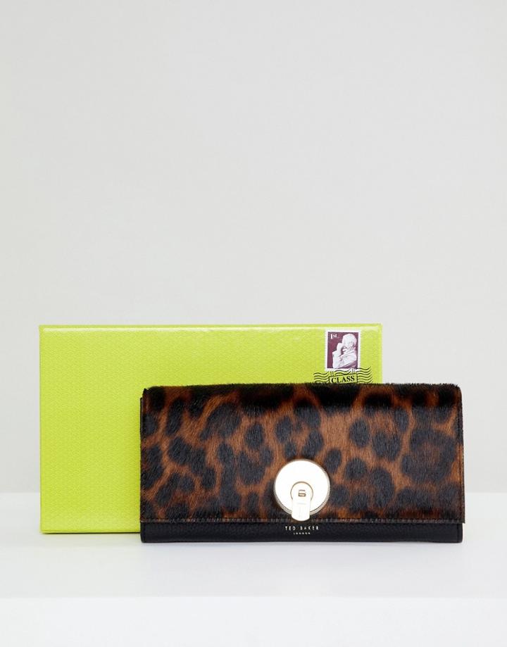 Ted Baker Annia Foldover Purse In Leopard - Black