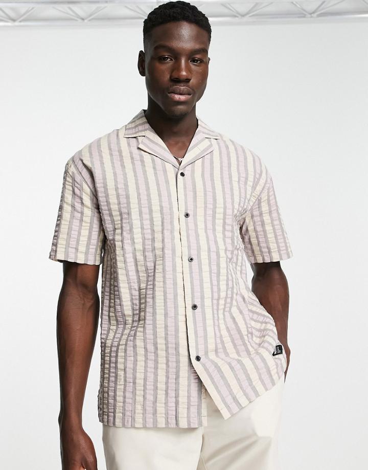 Dr Denim Striped Revere Shirt In Multi
