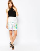 Suboo Pop Floral Print Silk Organza Skirt - Print