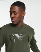 Emporio Armani Bodywear Terry Tonal Logo Sweatshirt In Khaki-green