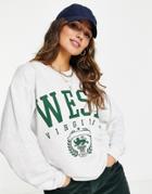 River Island West Viginia Slogan Sweatshirt In Gray Heather