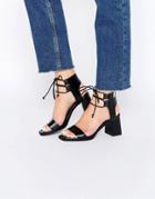 Asos Totally Lace Up Heeled Sandals - Black